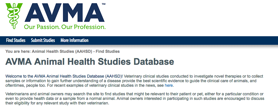 AVMA Animal Study Database
